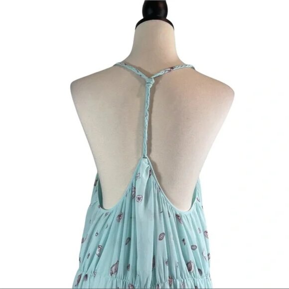 Wildfox Maxi Dress Blue Seashell Beach Theme Print Goddess, Size S - Picture 7 of 10